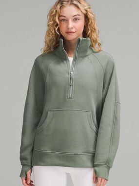 Lululemon Scuba Oversized Funnel Neck Half Zip Long in Grey Eucalyptus, XS/S